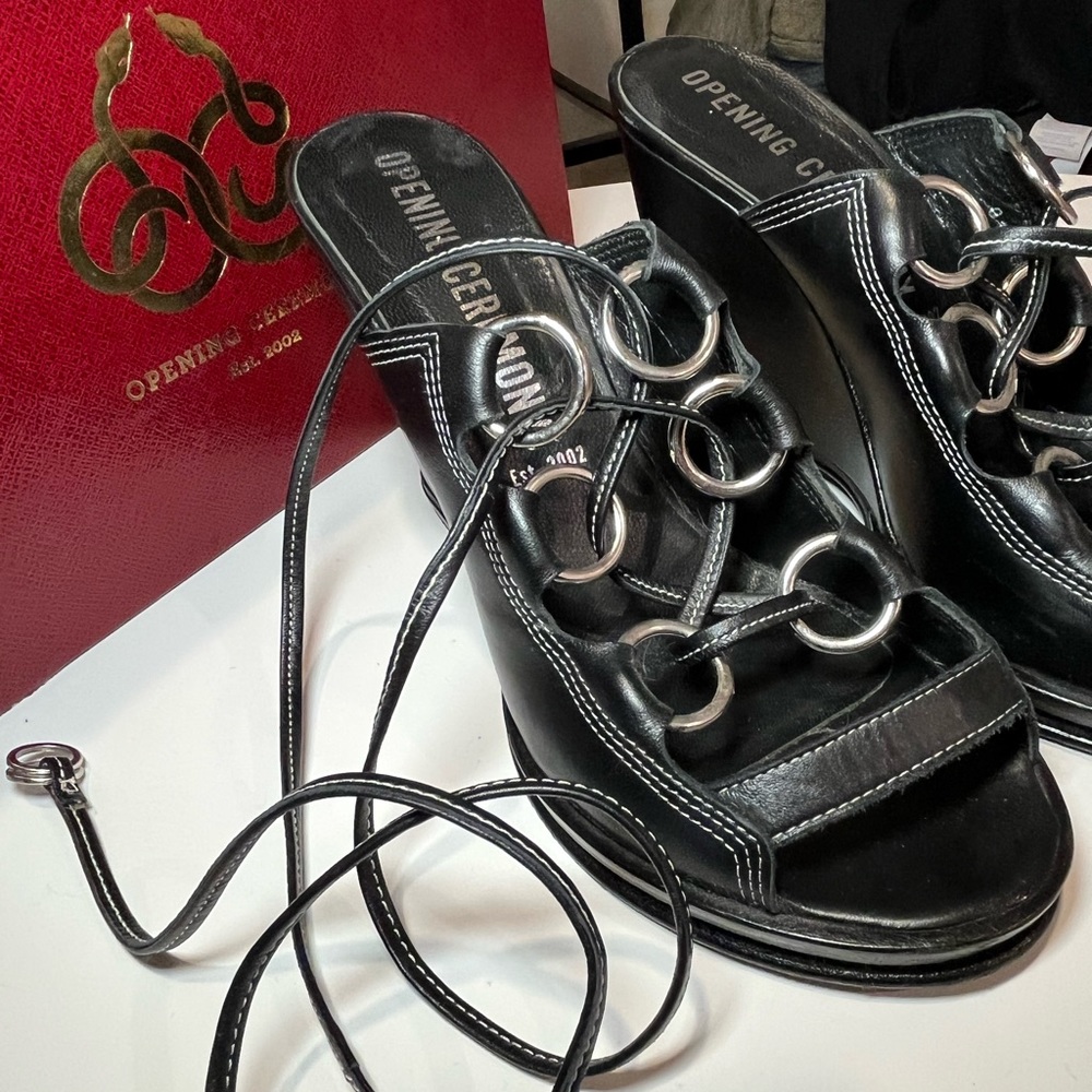 Opening Ceremony Wedge Heels with Ankle Wrap Ties
